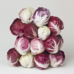 Fototapeta premium radicchio heads stacked, white background