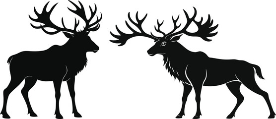 elk silhouette vector illustration black  