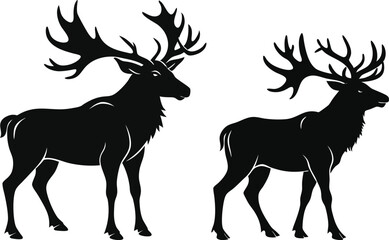elk silhouette vector illustration black  
