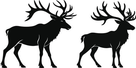 elk silhouette vector illustration black  