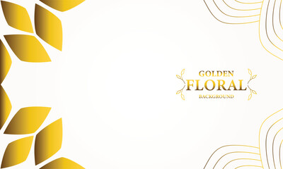 golden white background with golden leaves . Vector illustration. Can be used for advertising, presentation.