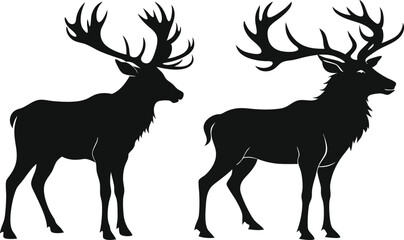 elk silhouette vector illustration black  