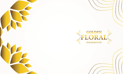 golden white background with golden leaves . Vector illustration. Can be used for advertising, presentation.