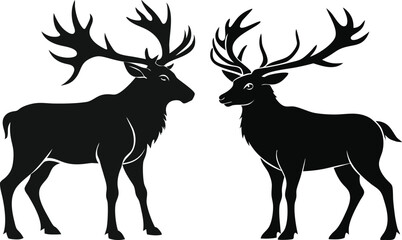 elk silhouette vector illustration black  