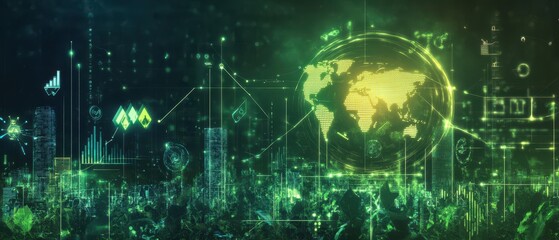 Glowing Global Technology and Data Visualization Landscape