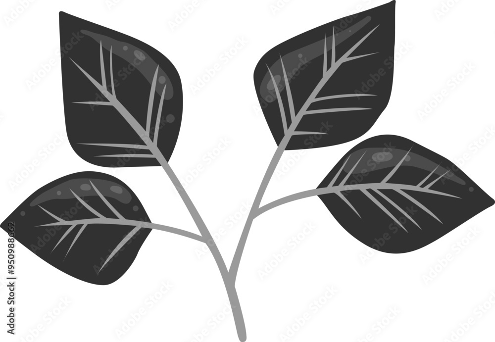 Wall mural bunch of black leaves for decoration on fantasy nature and halloween festival.