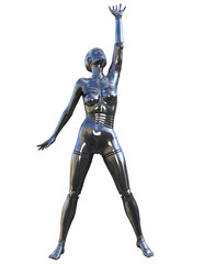 Obraz premium 3d render sci fi woman, silver robot