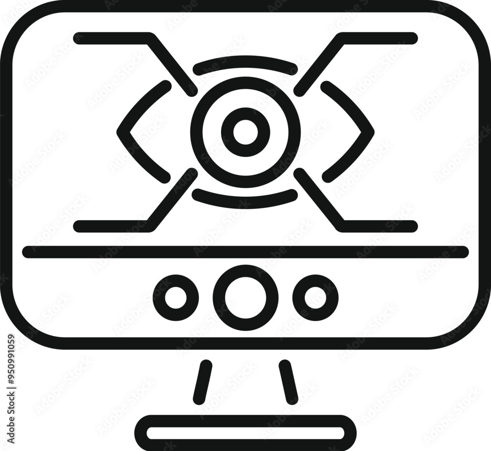 Poster computer vision concept showing computer recognizing eye icon on a screen