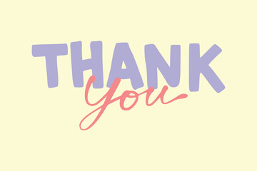 Handwritten Thank you lettering for greeting, colorful typography, lettering collection