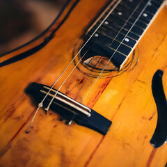 Obraz premium Acoustic guitar and person playing the instrument