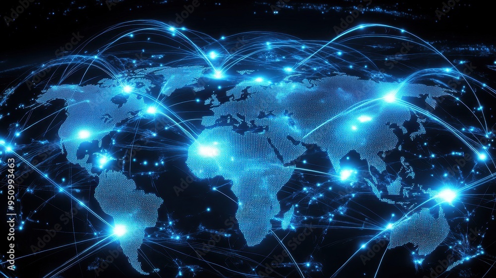 Poster interconnected global network: a dazzling display of digital connectivity