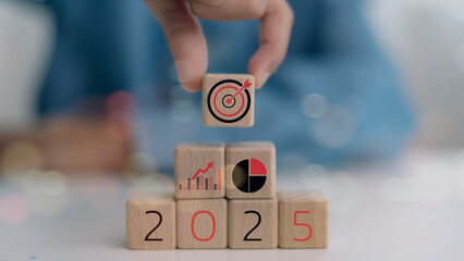 Setup objective target business cost and budget planning of new year concept. business planning in...