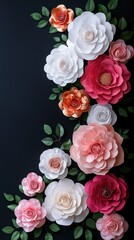 Obraz premium Paper Flowers on Black Background