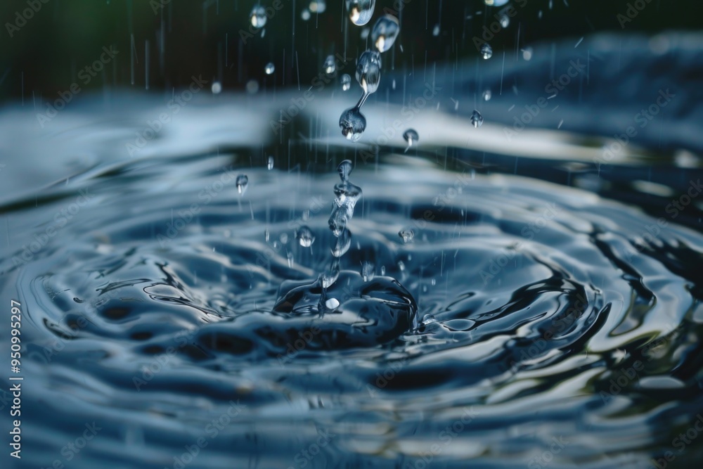 Poster A tiny drop of water on a surface with detailed texture