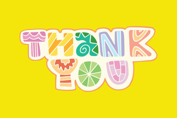 Handwritten Thank you lettering for greeting, colorful typography, lettering collection