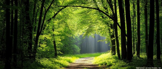 Natural archway shaped by branches in the forest
