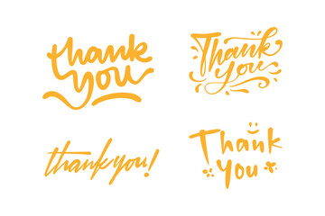 Handwritten Thank you lettering for greeting, colorful typography, lettering collection