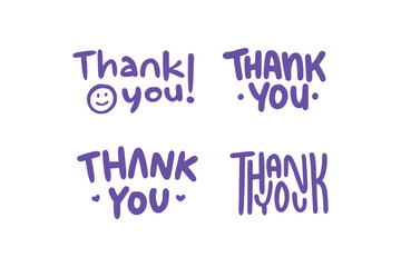 Handwritten Thank you lettering for greeting, colorful typography, lettering collection