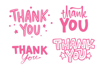 Handwritten Thank you lettering for greeting, colorful typography, lettering collection