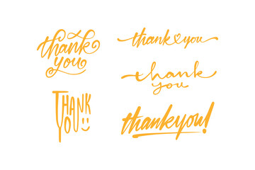 Handwritten Thank you lettering for greeting, colorful typography, lettering collection