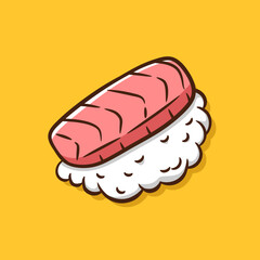 Sushi Cartoon Illustration. Japanese Food Icon Concept Isolated. Flat Cartoon Style. Doodle Illustration