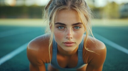 Woman with freckles and athletic wear