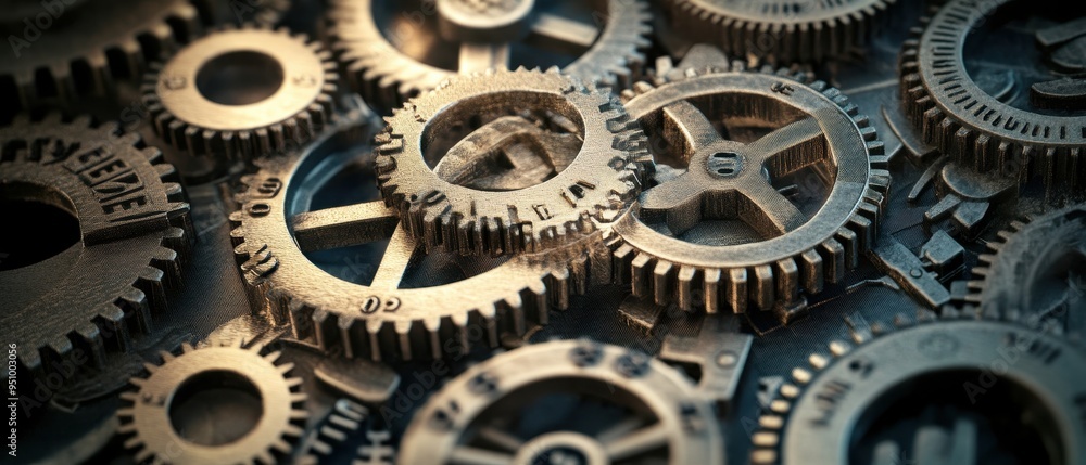 Poster intricate clockwork gears - precision engineering and mechanics