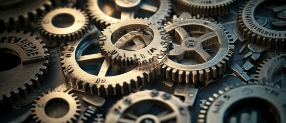 Intricate Clockwork Gears - Precision Engineering and Mechanics