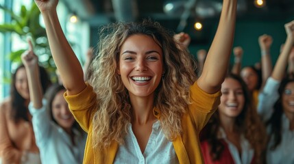 Fototapeta premium Group of Happy Women Celebrating Success