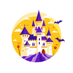 Haunted Castle with Bats, Halloween