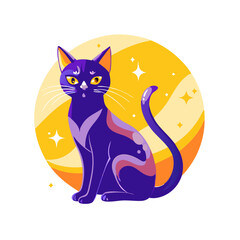 Obraz premium Purple Cat with Yellow Eyes, Halloween