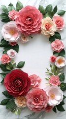 Paper Flower Arrangement - Pink and Burgundy Floral Decor