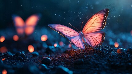 Glowing Butterfly in the Night.