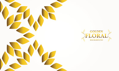 Abstract floral background with gold leaves. Vector illustration for your design.