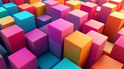 Fototapeta premium Abstract Colorful Cube Geometry: 3D Rendering in 16:9 Aspect Ratio
