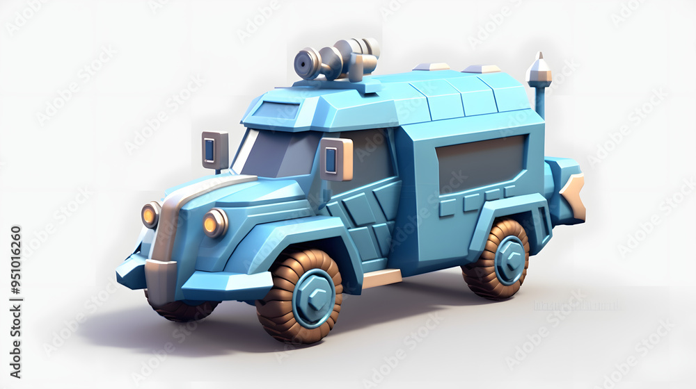 Wall mural armored car 3d cartoon