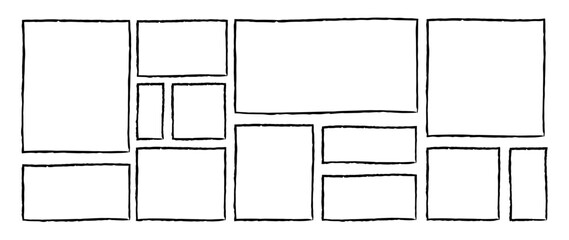 Rectangle Frames! Hand drawn pencil or chalk square borders, highlight elements (Full Vector)