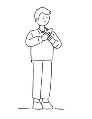 Illustration of person holding smartphone 