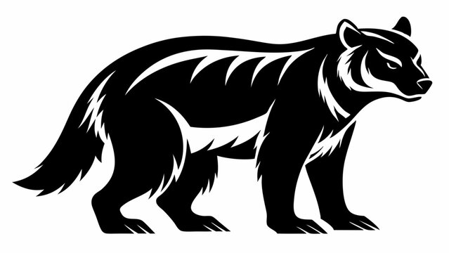 recommend clip art: North American wolverine Silhouette vector illustration on a White Background.