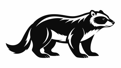 North American wolverine Silhouette vector illustration on a White Background.