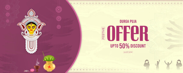 Durga Puja Sale, Banner, Vector Illustration Art, Durga Puja Banner, with, Durga Puja, Offer,
