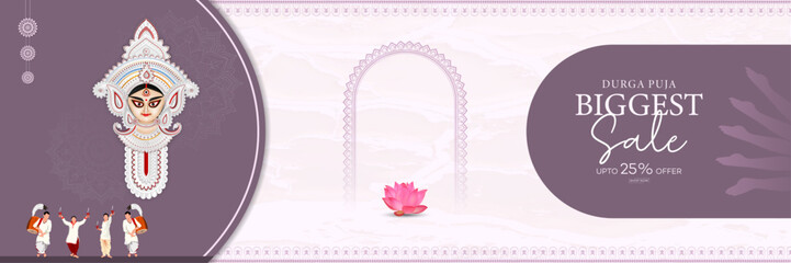 Happy Durga Puja, Sale, Banner, Background, Durga Puja, Offer, with vector Illustration Art,
