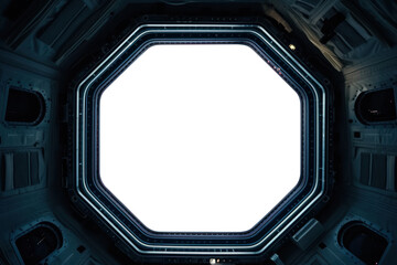 PNG futuristic space station window mockup, transparent design