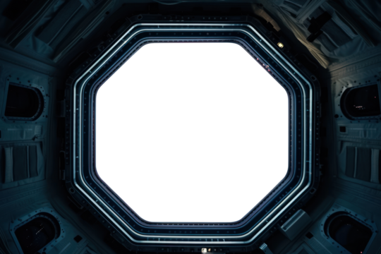 PNG futuristic space station window mockup, transparent design