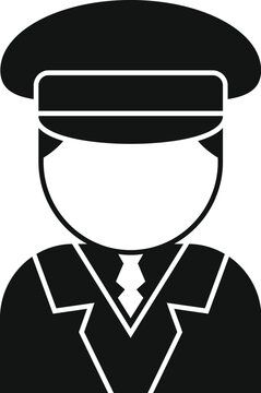 recommend clip art: Black and white vector illustration of a driver in uniform with hat and tie waiting for passengers