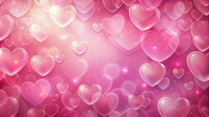 Valentine's Day background featuring translucent pink hearts with space for text