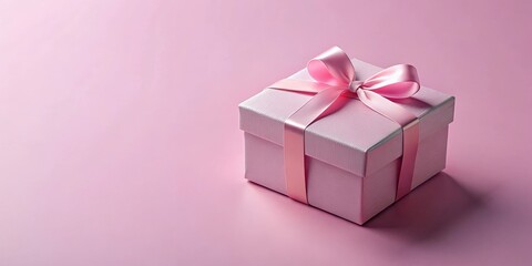 Fototapeta premium Open pink gift box with ribbon bow on pastel background, minimal rendering