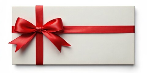 rendering of a gift certificate tied with a red ribbon and bow