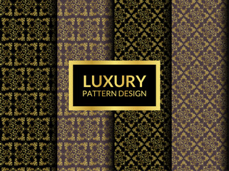 Vector set of design elements, background pattern seamless geometric line abstract gold luxury color, Set of vector luxury patterns, Abstract background, Decorative wallpaper. Vector template 