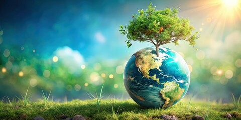 Earth Day concept with mixed media art showcasing environmental conservation and sustainability